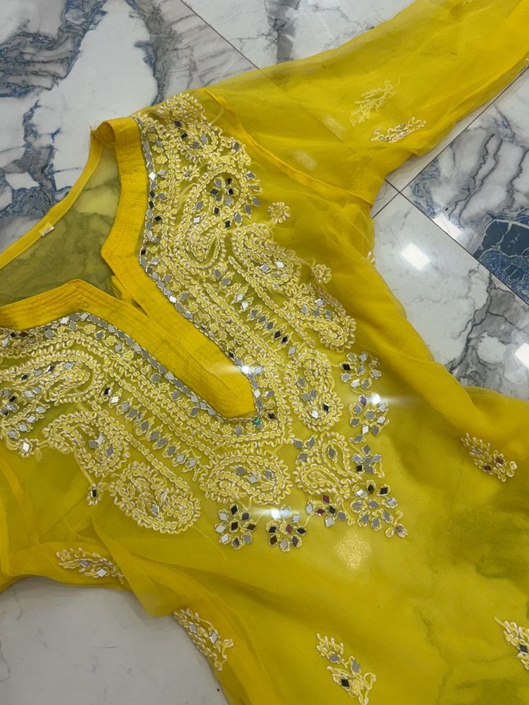 Yellow Embroidered Kurta