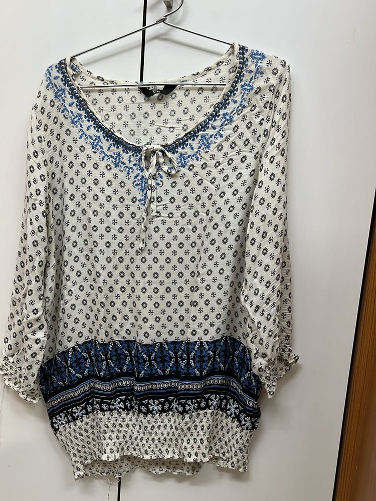 Lucky Brand Printed Peasant Top