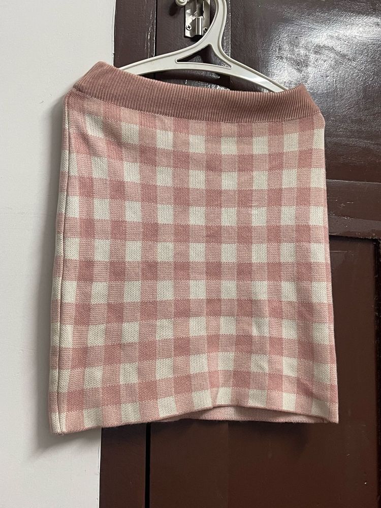 Pink Plaid Mini Skirt