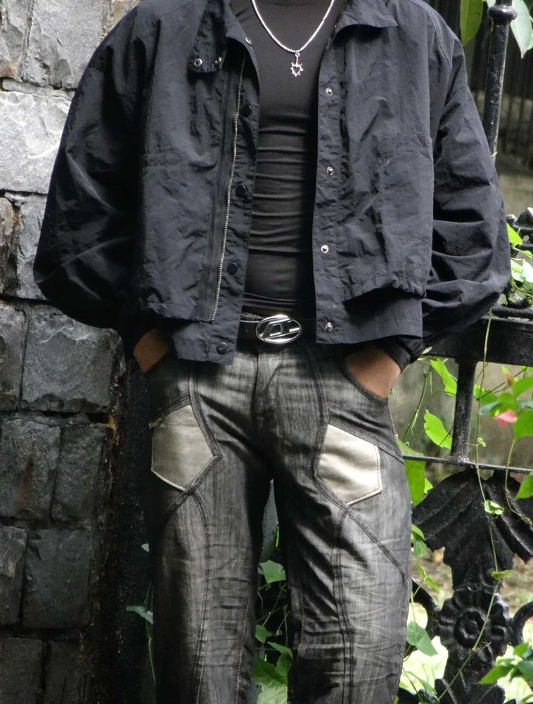 Edgy Black Jacket With Unique Embroidered Design