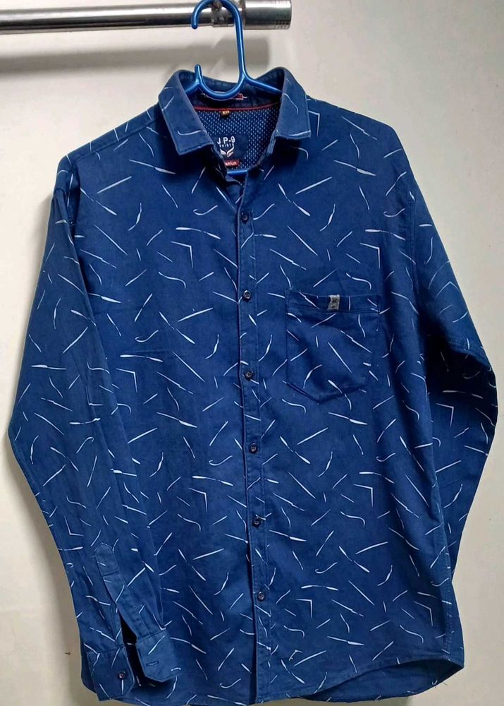 Men&#39;s Stylish Blue Patterned Shirt