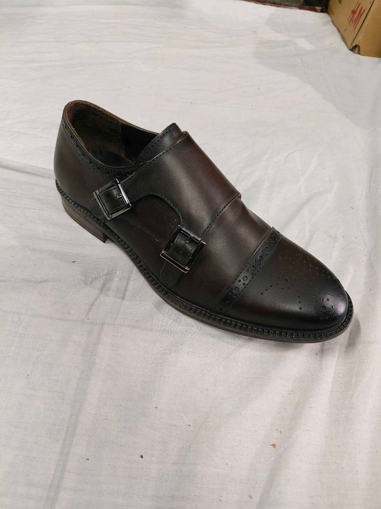 Double Monk Strap Brown Shoes