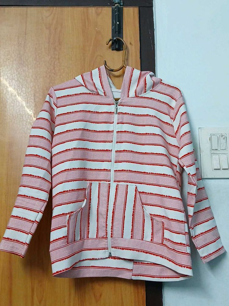 Striped Zip-Up Hoodie For Girls