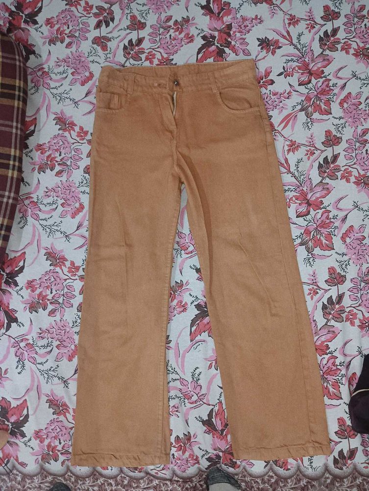 Tan Corduroy Pants - Wide Leg