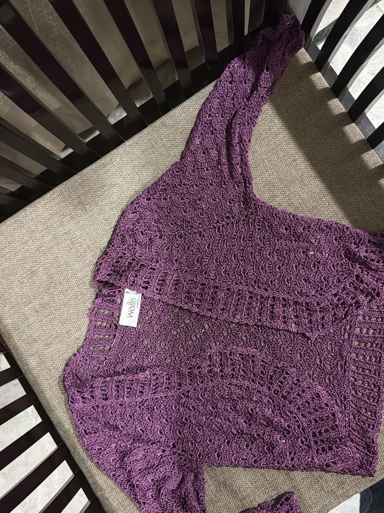 Purple Knit Cardigan