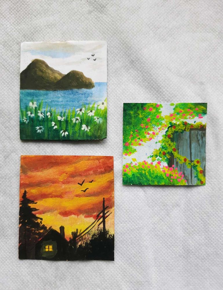 3 Mini Paintings Set For Decoration