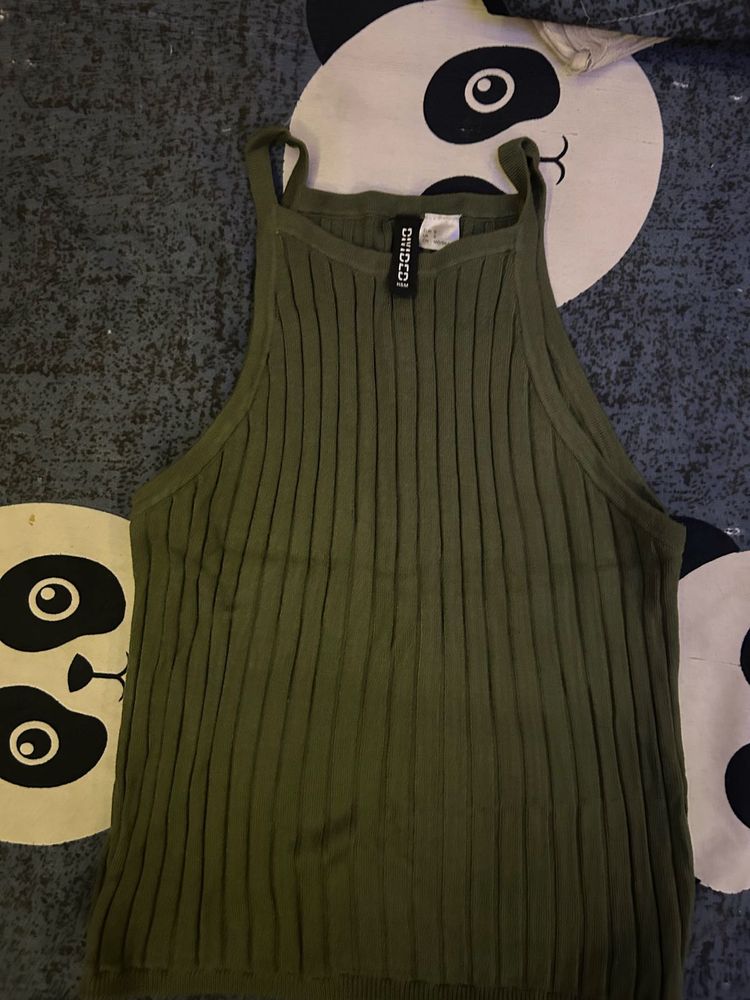 Olive Ribbed Tank Top