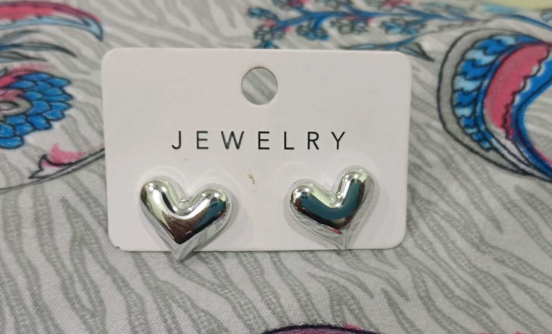 Silver Heart Stud Earrings