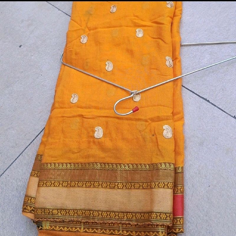 Yellow Saree Wear Only 2 Times Blouse Size 36