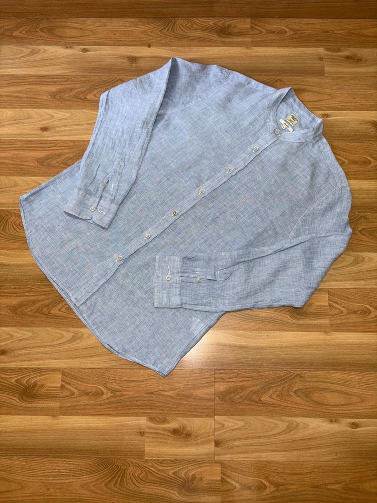 Polham Blue Premium Linen Shirt