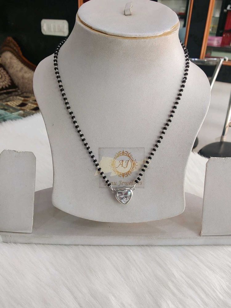 925 Silver Heart Shape Mangalsutra Wth Hallmarked