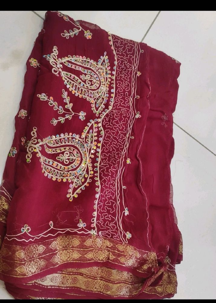 Elegant Maroon Saree