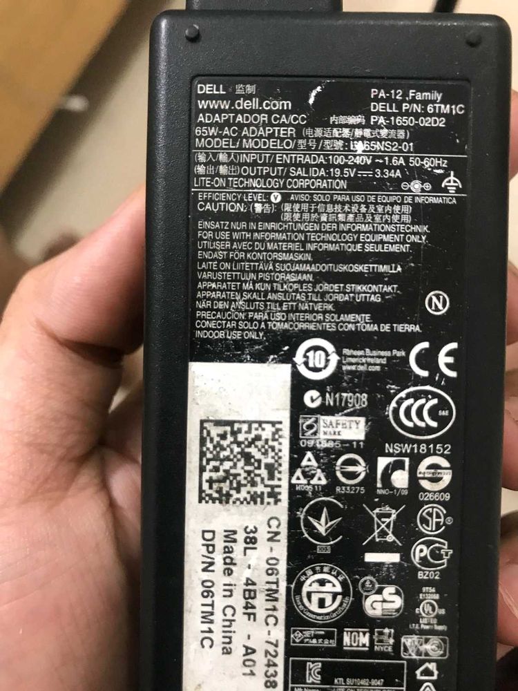 Dell 65 Watt Laptop AC Adaptor