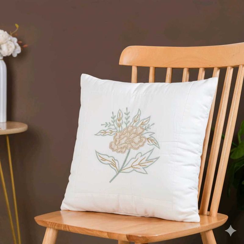 Floral Embroidered Cushion Cover