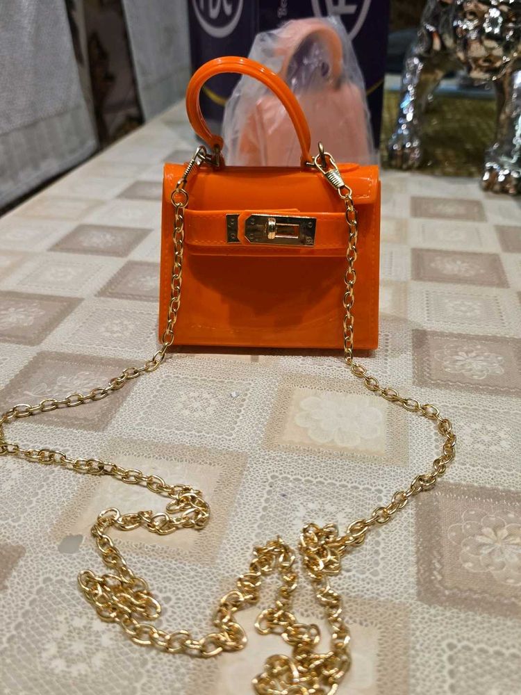 Orange Mini Chain Bag