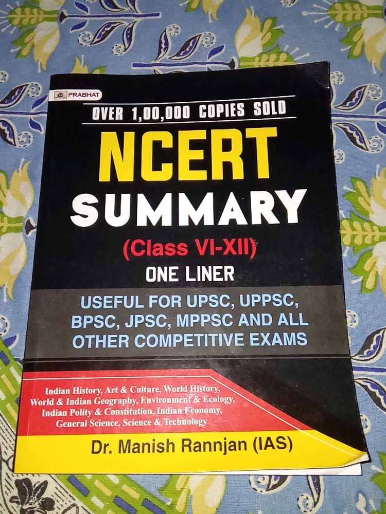 Ncert Summary One Lines Book (Class6-12) Useful For Upsc,Bpsc,jpsc,and Other Competitive Exams