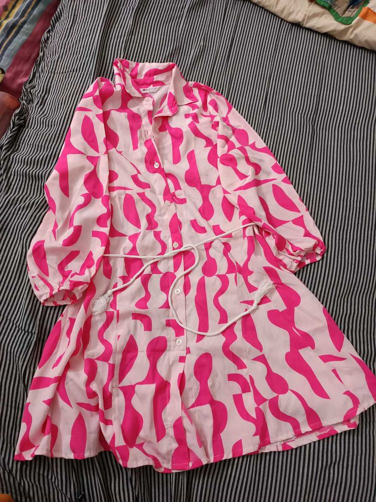 Pink Patterned Mini Dress