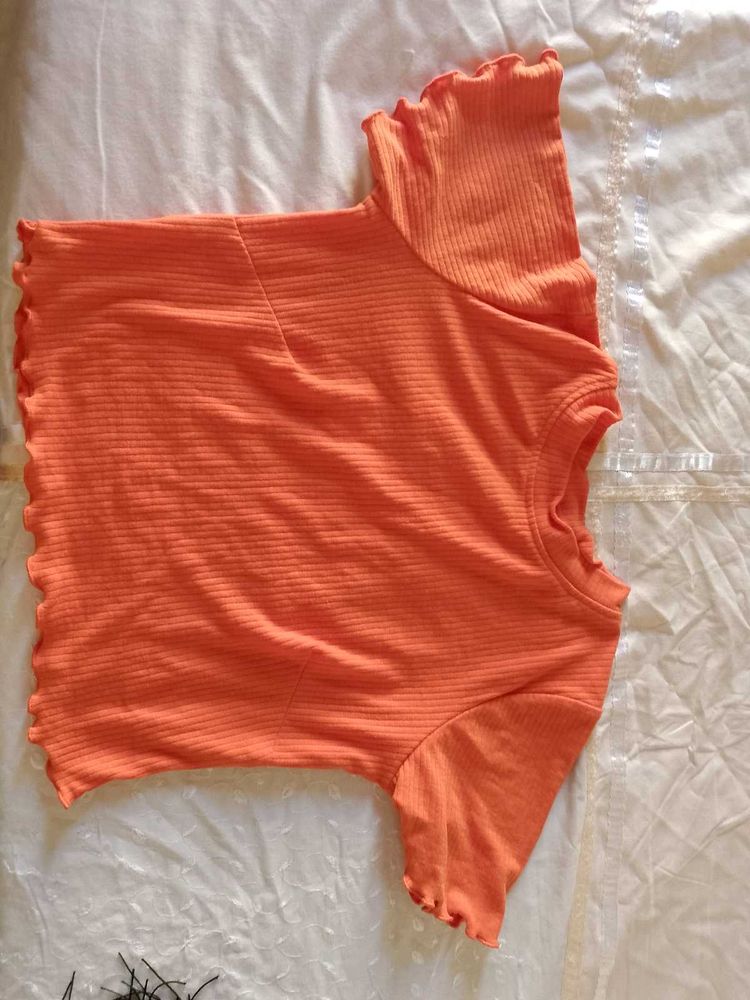 Cute Orange Ribbed Tee
