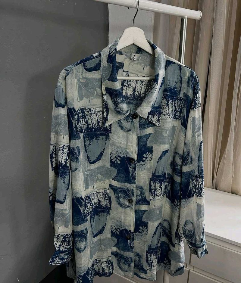 Abstract printed sheer shirt