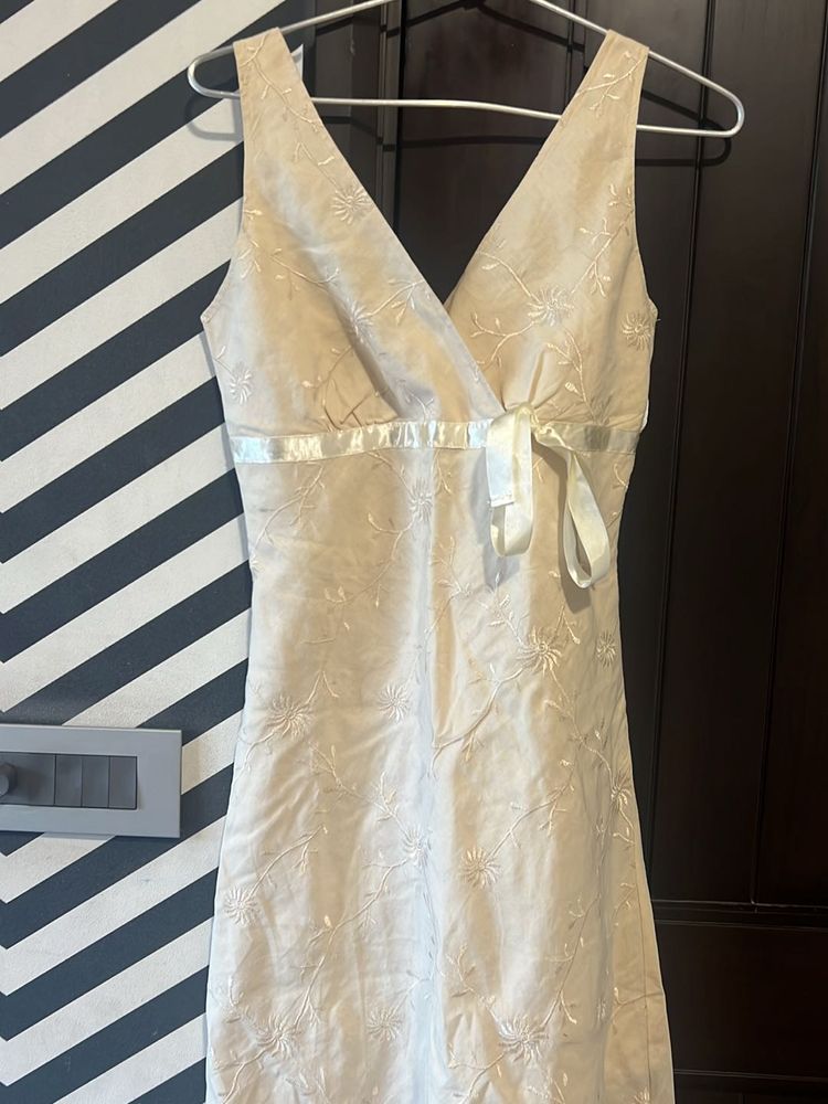 Floral Embroidered Wrap Dress
