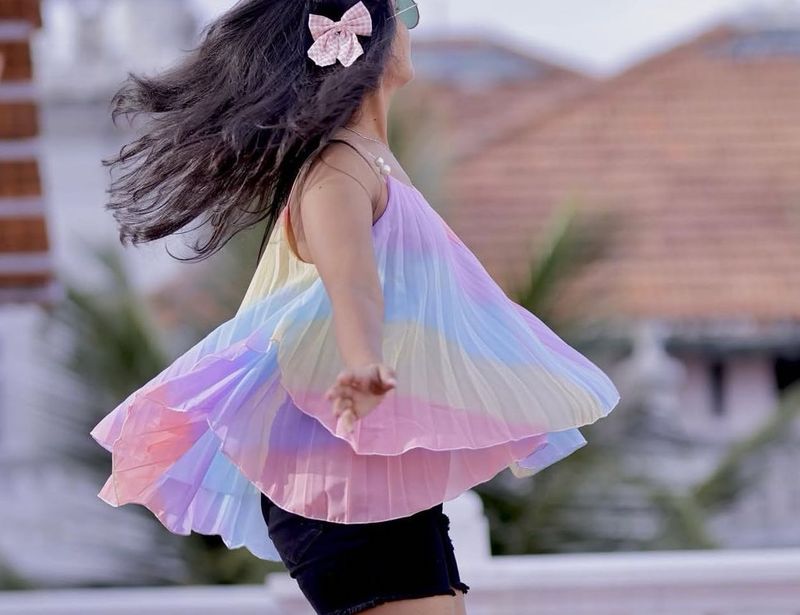 Rainbow Ombre Pleated Tank Top