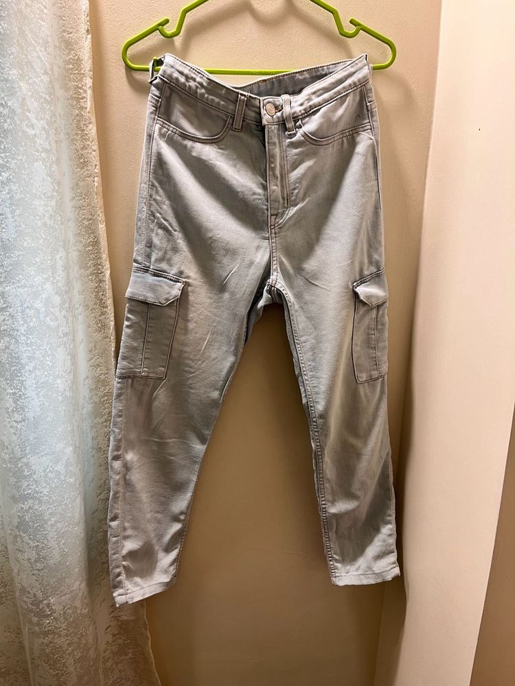 Light Wash Denim Cargo Pants