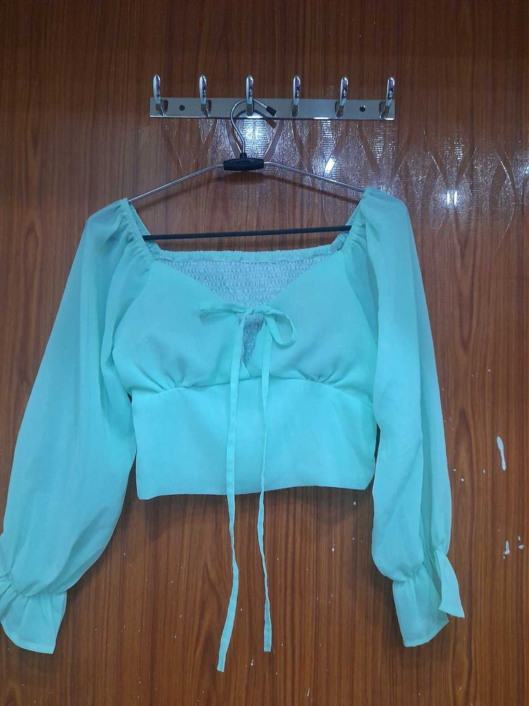 Mint off shoulder top
