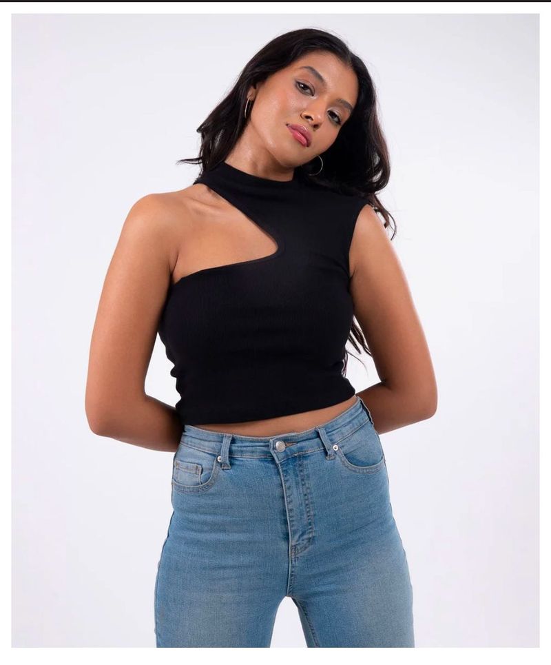Asymmetrical Black Tank Top