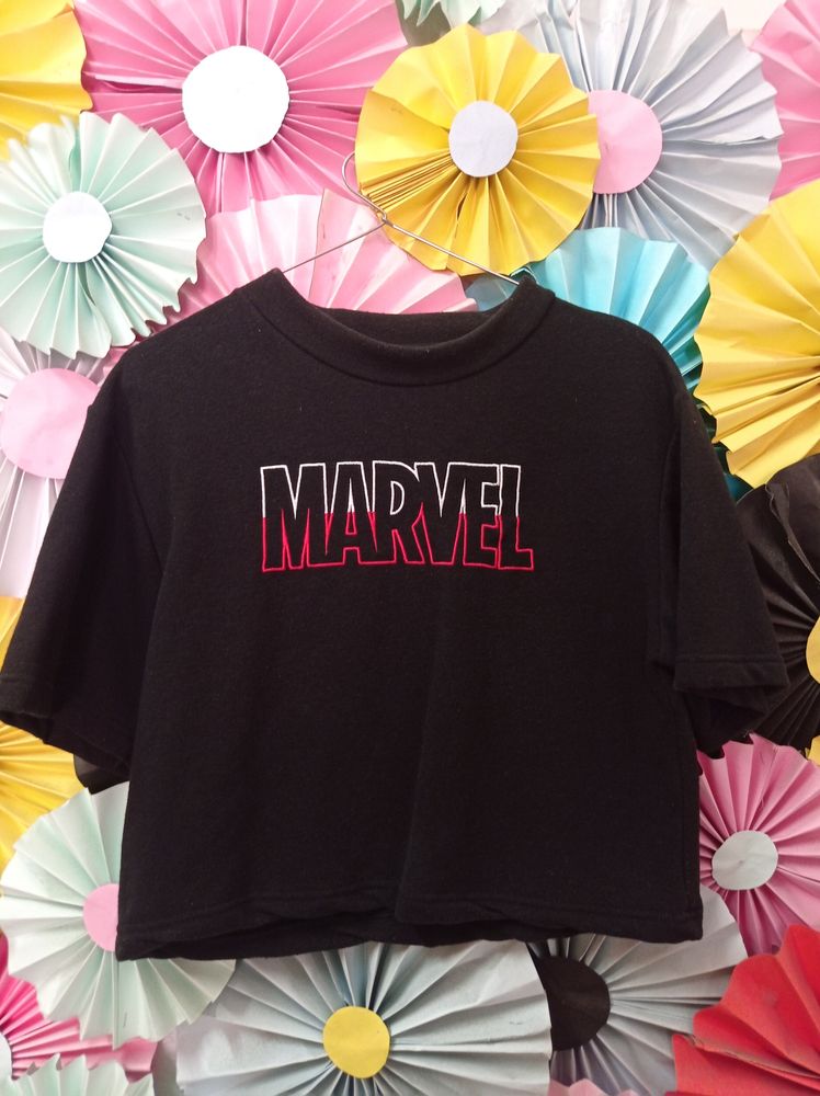Black Cotton Marvel T-shirt