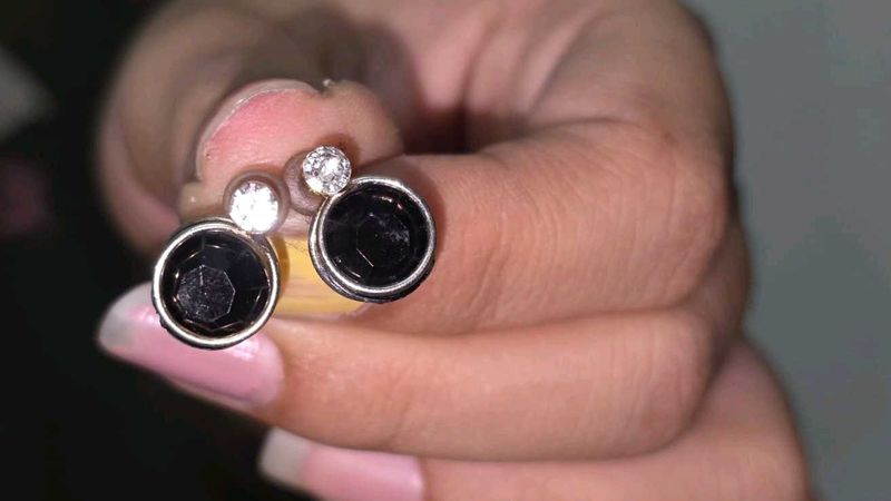 Black &amp; Silver Stud Earrings