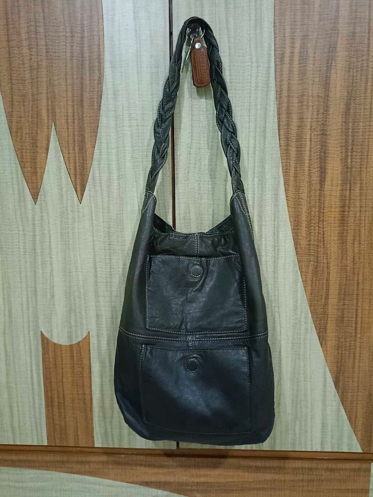 Imported leather tote bag