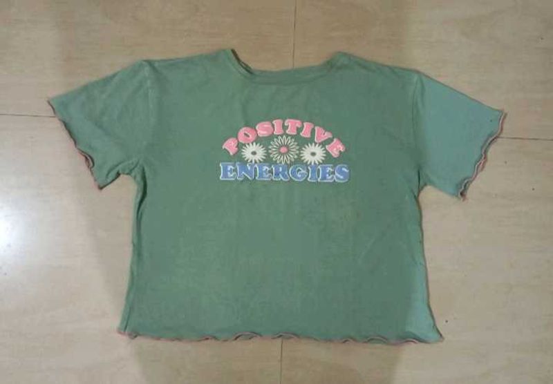 Green positive vibes Cropped Tee