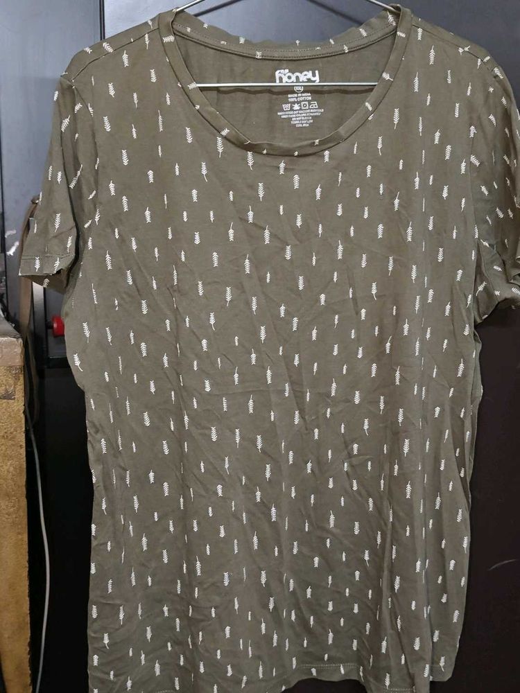 Olive Green Printed Tee