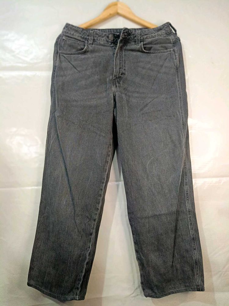 Grey Wide Leg Jeans