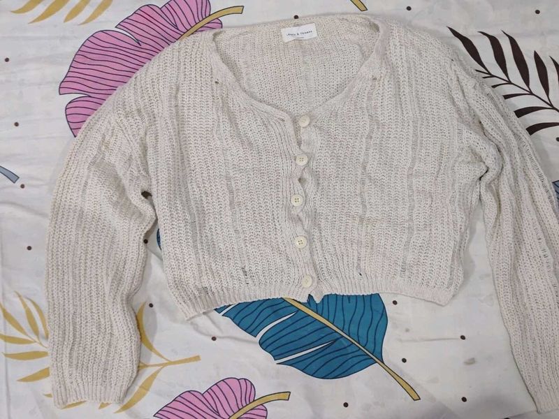 Cropped Knit Cardigan