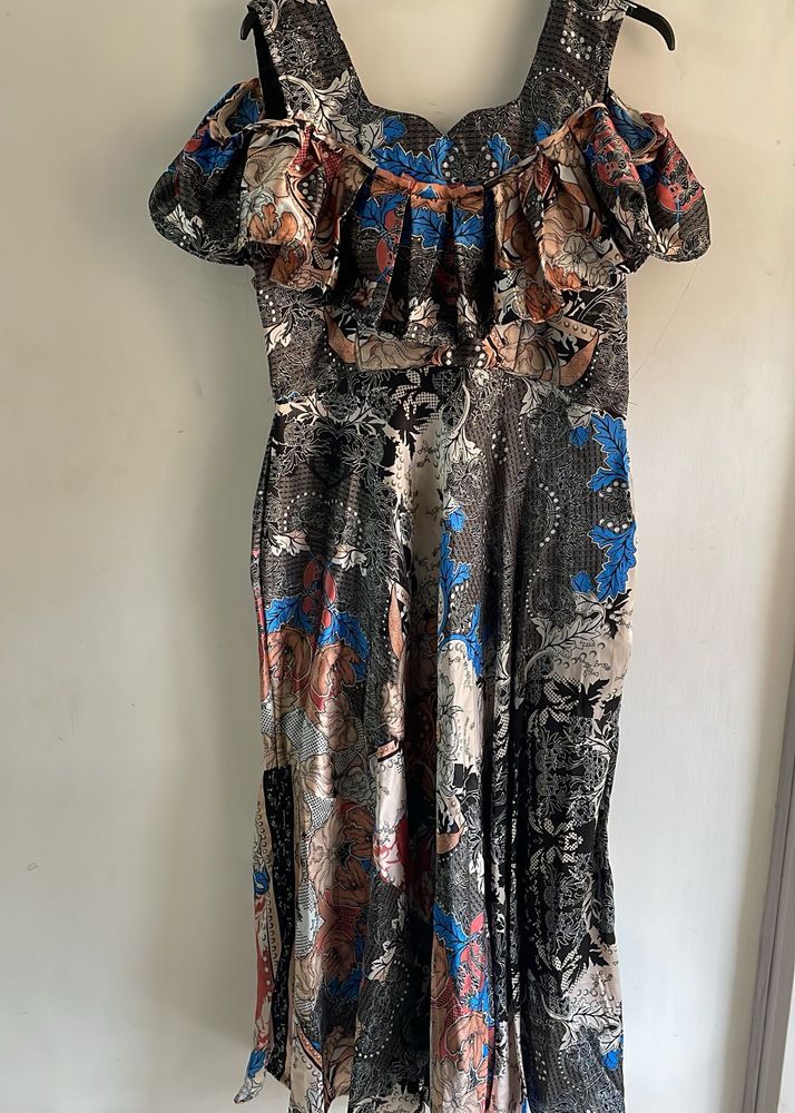 Floral Print Cold Shoulder Dress