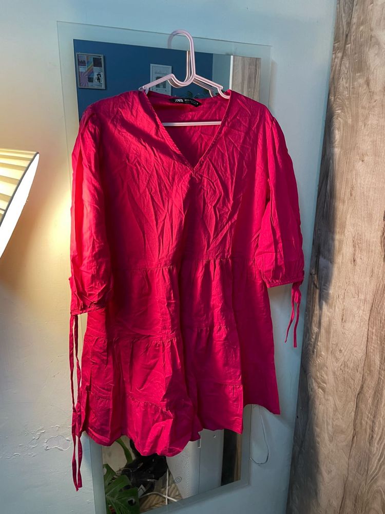 Zara Pink Tiered Mini Dress