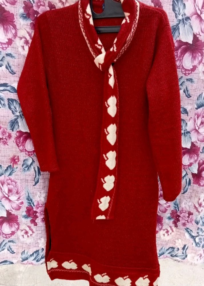Woolen Kurti In Red Colour Very Heavy Fabric