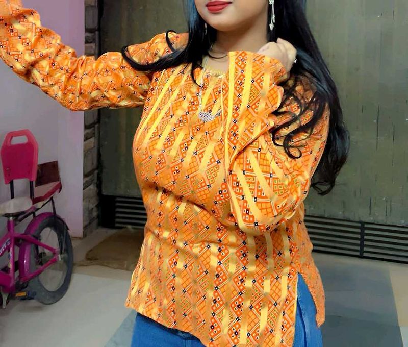 Orange Printed Tunic