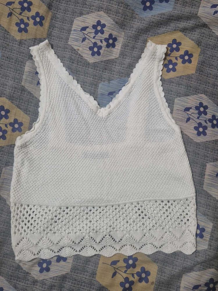 White Knit Tank Top