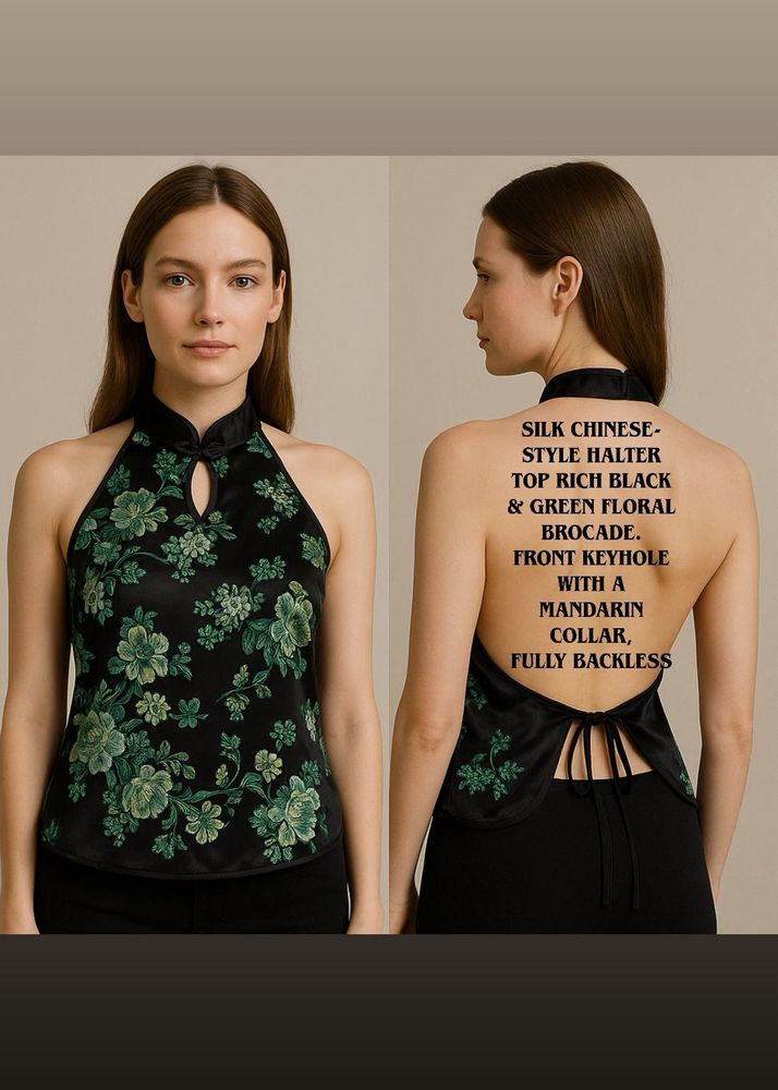 Silk Chinese-style halter top