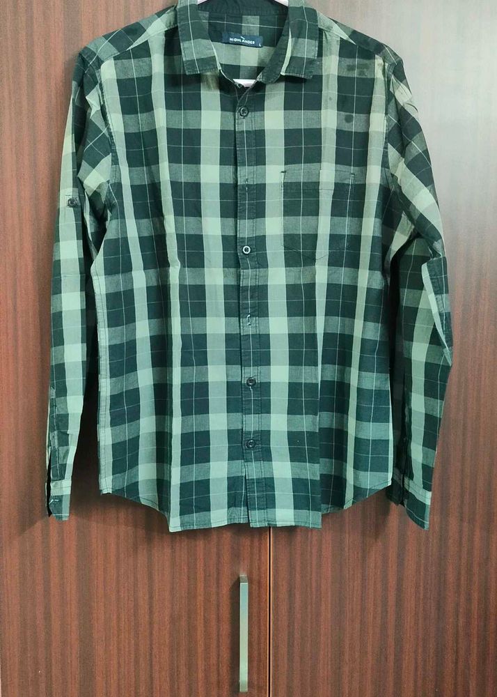 Green Plaid Long Sleeve Shirt
