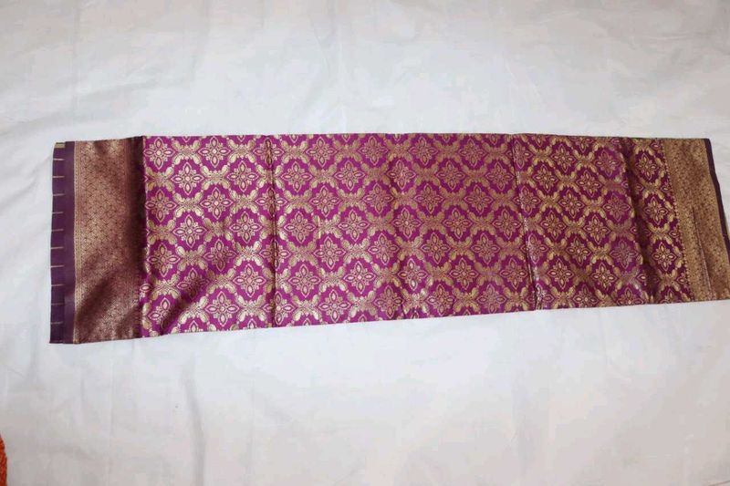 Purple &amp; Gold Banarasi Silk Fabric
