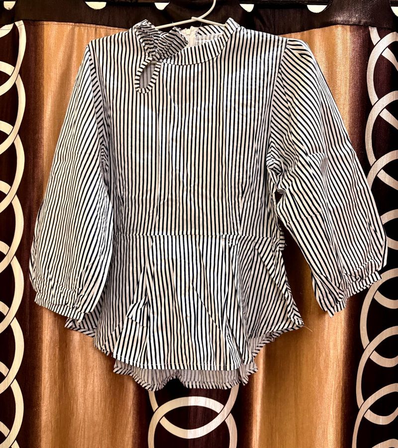 Striped Bow Blouse Top