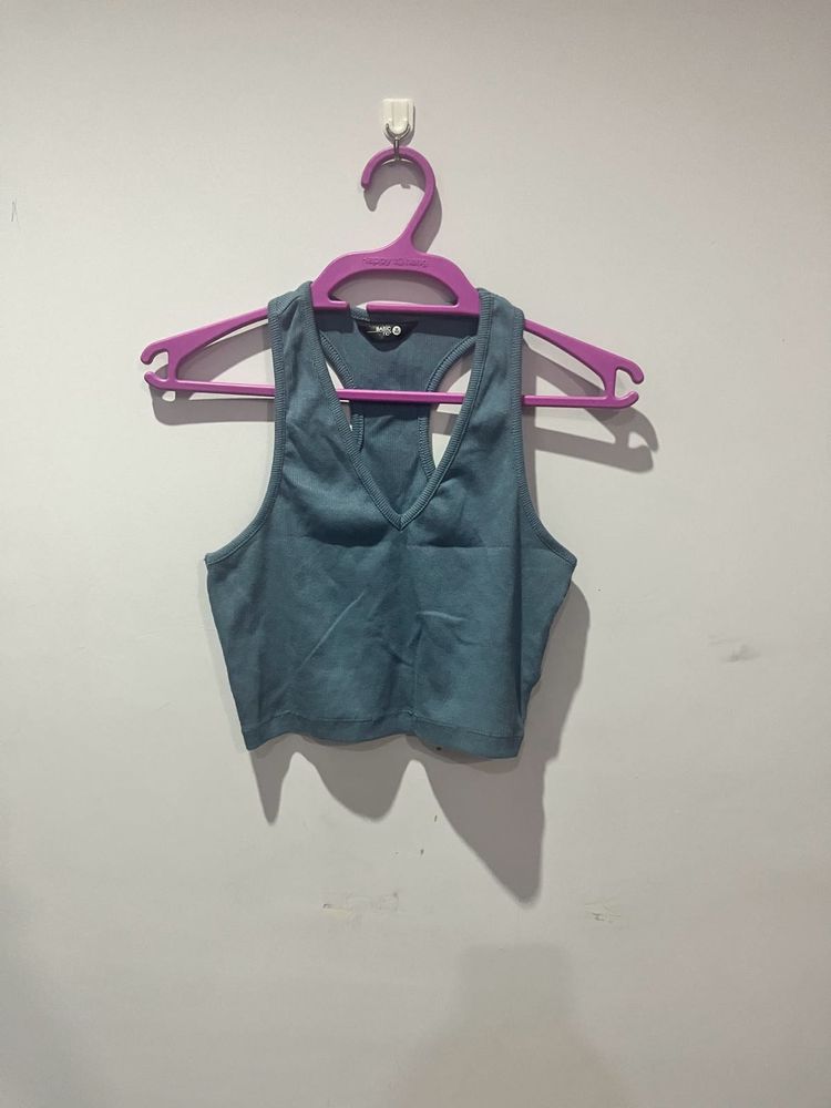 Blue Cropped Tank Top