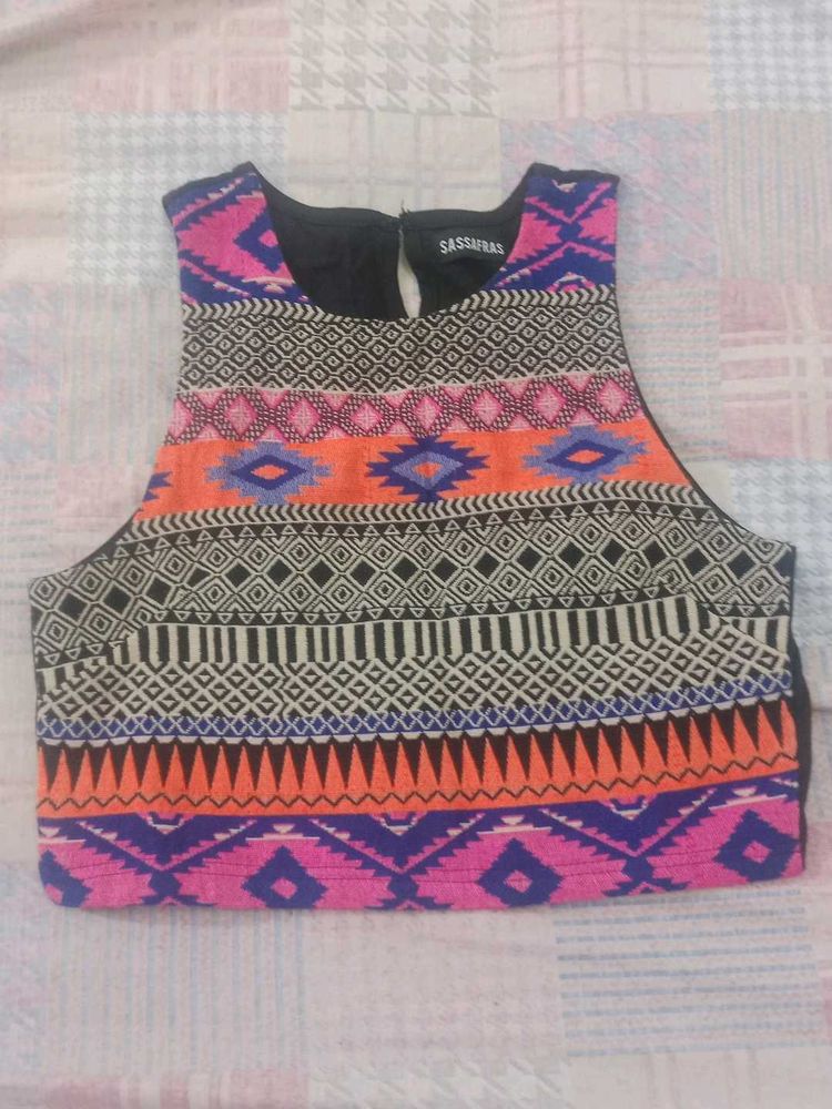 Tribal Print Crop Top