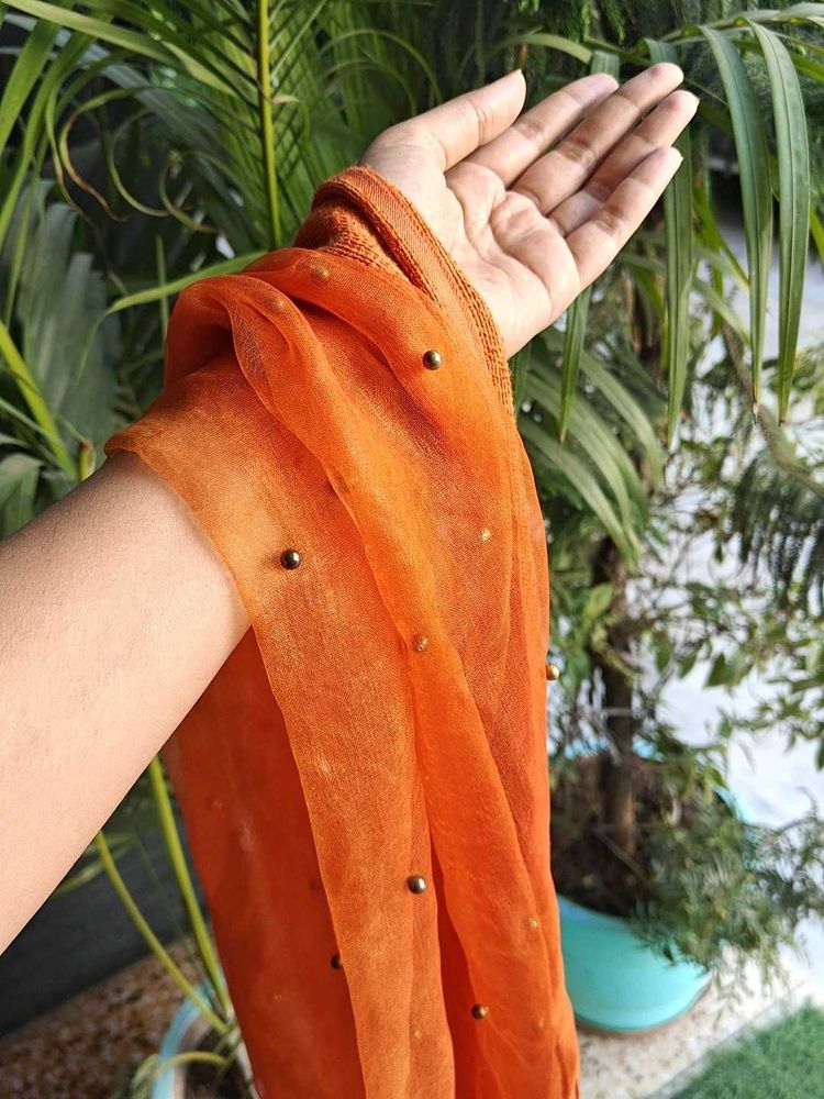 Bollywood Style Rust Orange Dupatta 🧡