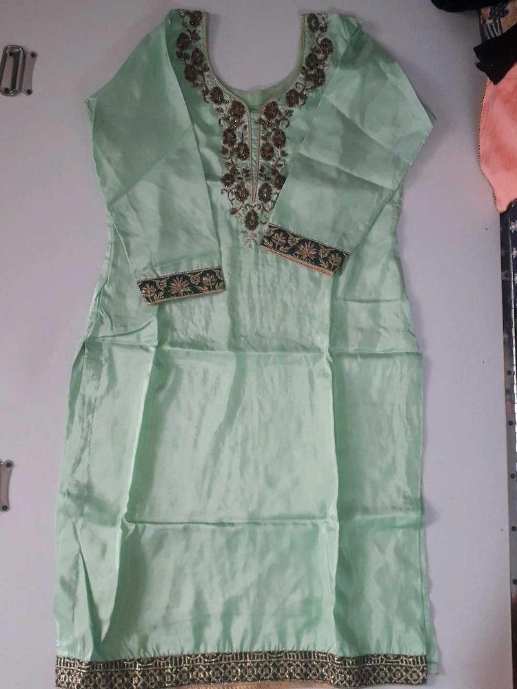 Kurta Set With Plazo Pants Botteguard Green Colour