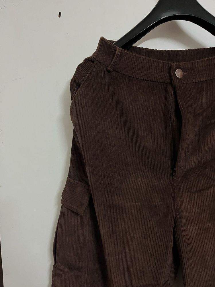 Brown Corduroy Cargo Pants