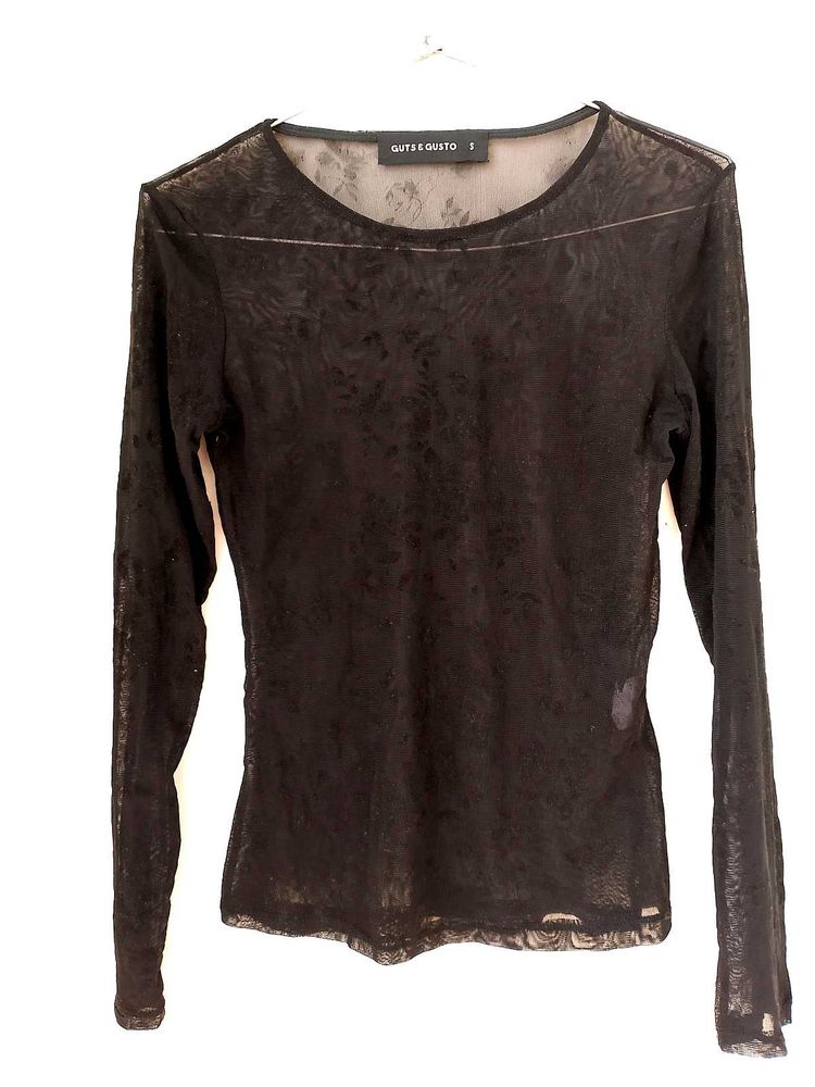 Black Floral Mesh Top.